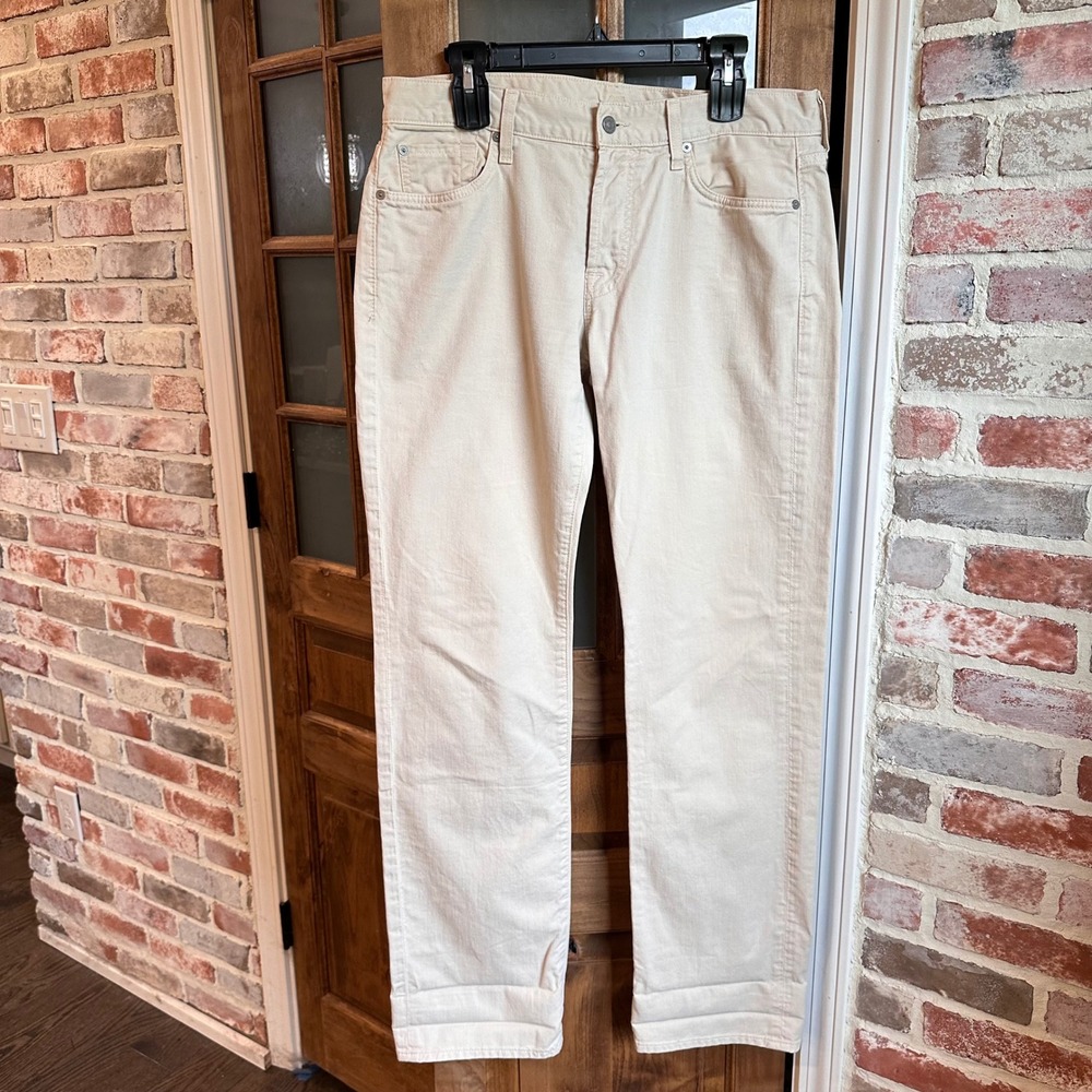 7 For All Mankind Standard Straight Pants Mens 34x34 Beige Cotton Button Fly
